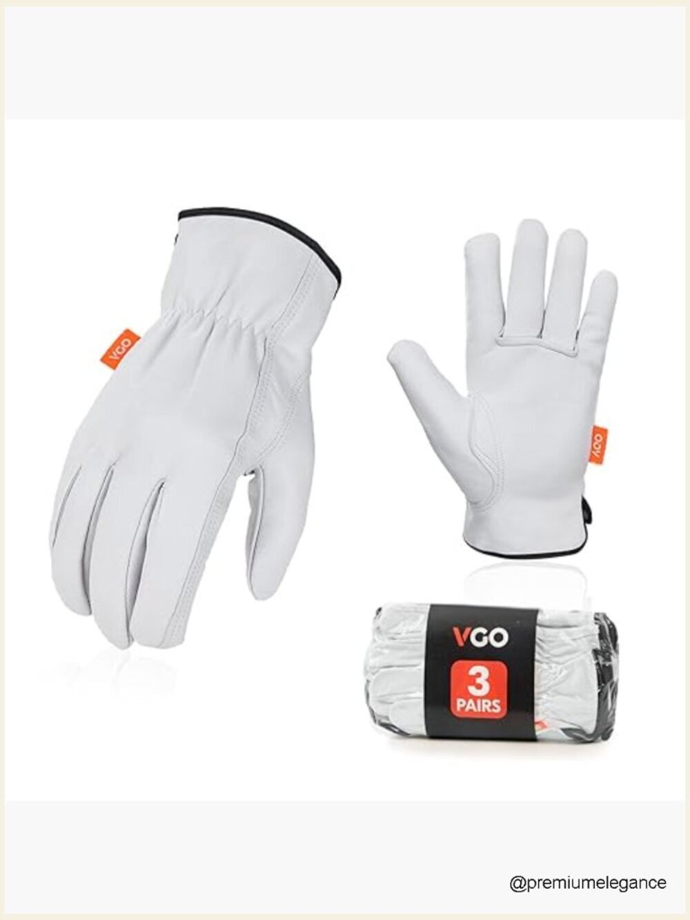 Top Grain Goatskin Work Gloves 3-Pairs M White Driver Gloves